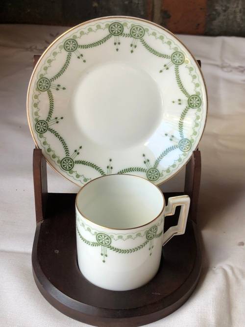 STUNNING 1900`s PORCELAIN DEMITASSE CUP AND SAUCER - MINT - UNKNOWN MARKING