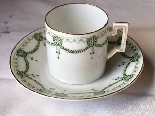STUNNING 1900`s PORCELAIN DEMITASSE CUP AND SAUCER - MINT - UNKNOWN MARKING