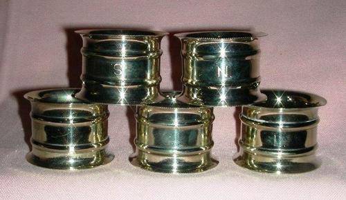 Vintage silver plated serviette rings x 5 - England