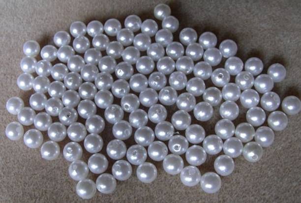 100 x 8mm Round Acrylic White Pearls
