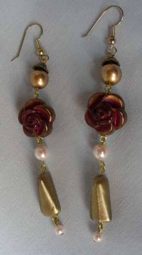 Vintage Earrings - Rose / gold flower