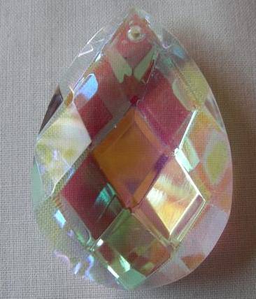 Very Large - facetted AB teardrop crystal