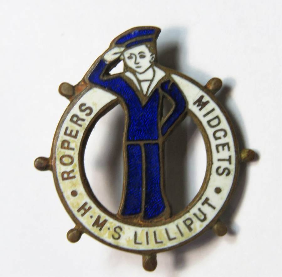 HMS Lilliput Ropers Midgets promotional pin badge