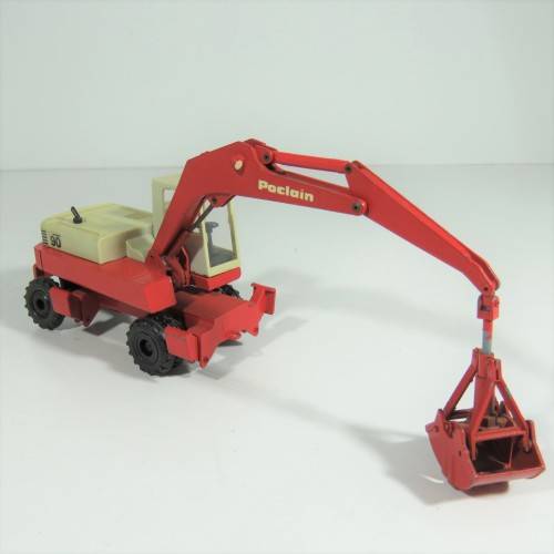 Gescha Poclain 90 excavator with clam die-cast construction model - Scale 1/50
