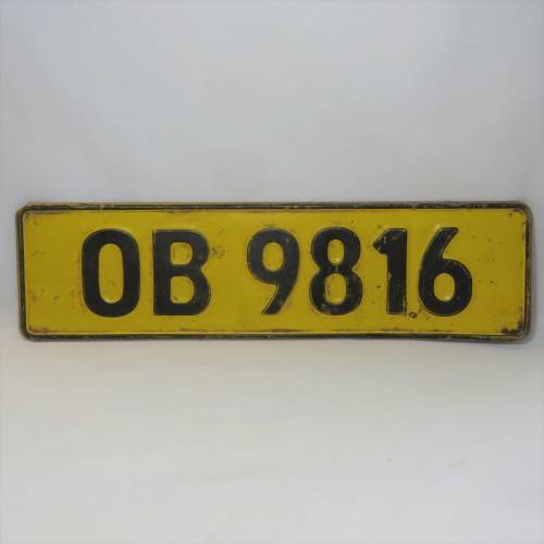 Vintage metal car numberplate - OB 9816 - 12 x 44 cm