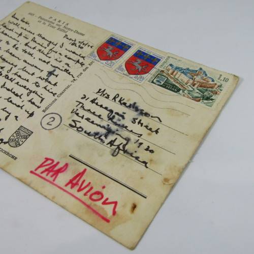 Lot of 100 vintage post cards with stamps - from all over the world