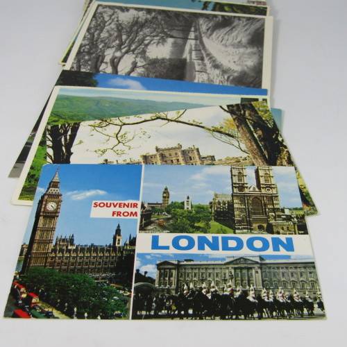 Lot of 100 vintage post cards with stamps - from all over the world