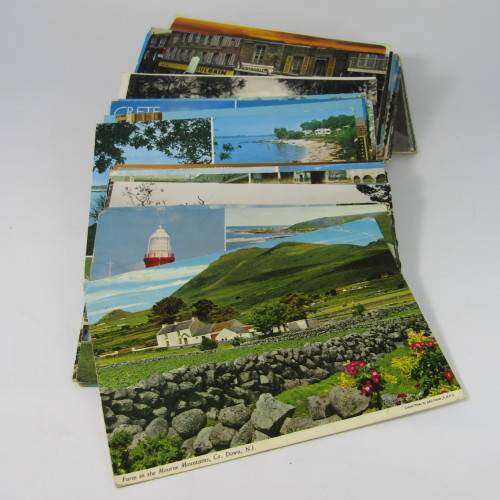 Lot of 100 vintage post cards with stamps - from all over the world