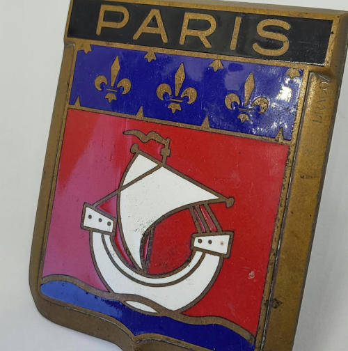 Vintage Paris enameled car grille badge