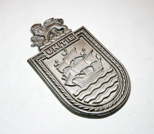 Vintage Aluminium ship's crest for Unitie â unpainted