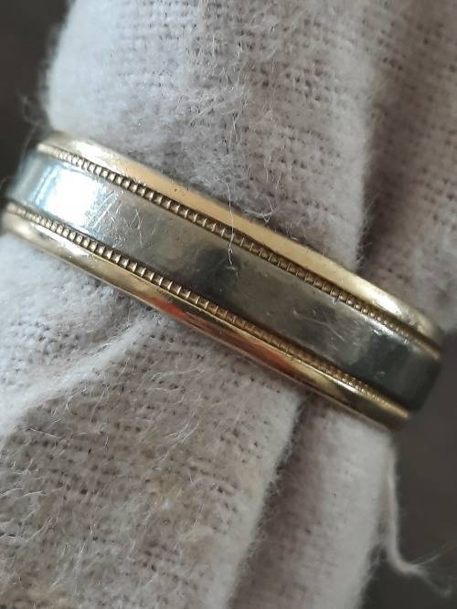 Men`s 14ct gold and titanium ring