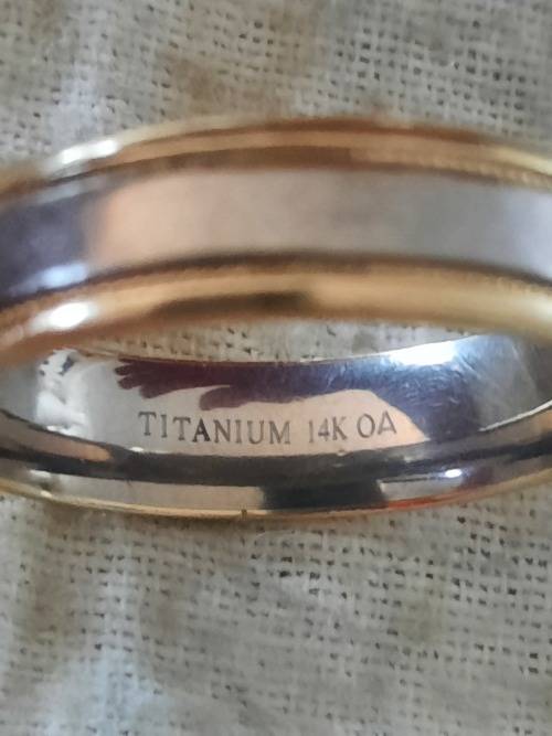 Men`s 14ct gold and titanium ring