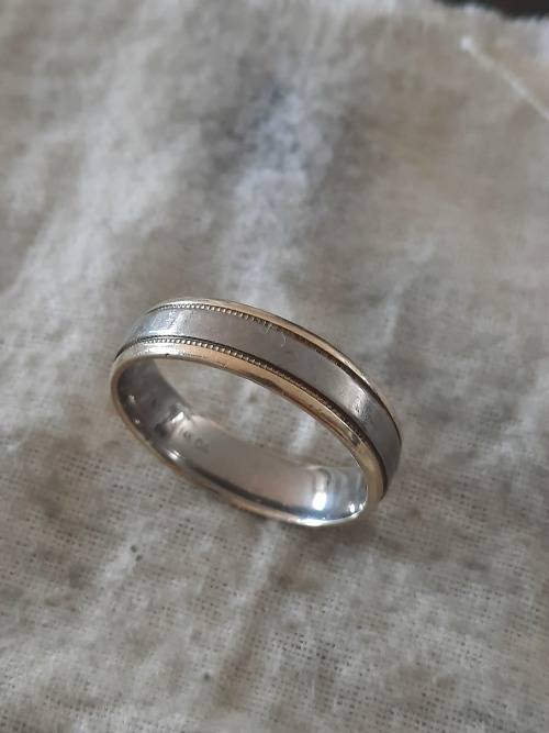Men`s 14ct gold and titanium ring