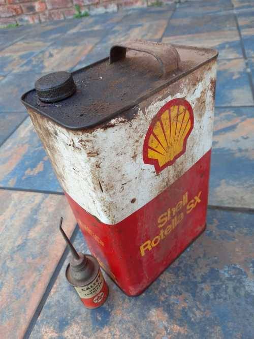 Old  vintage oil shell potrlla sx tin