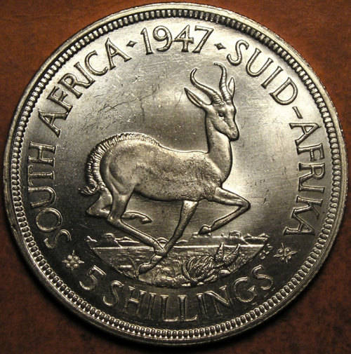 1947 King George VI Silver 5 Shillings