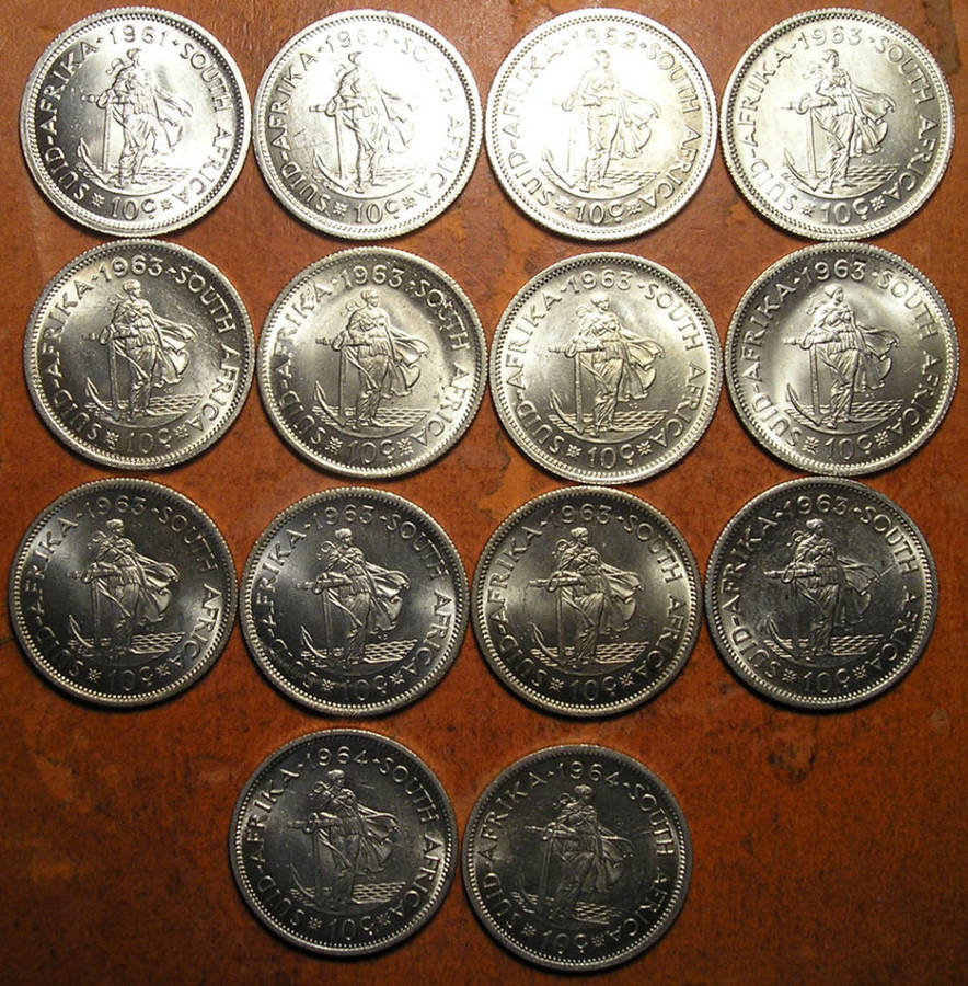 14 x Silver 10 Cents: 1961x1; 1962x2, 1963x9, 1964x2 * HIGH GRADE *
