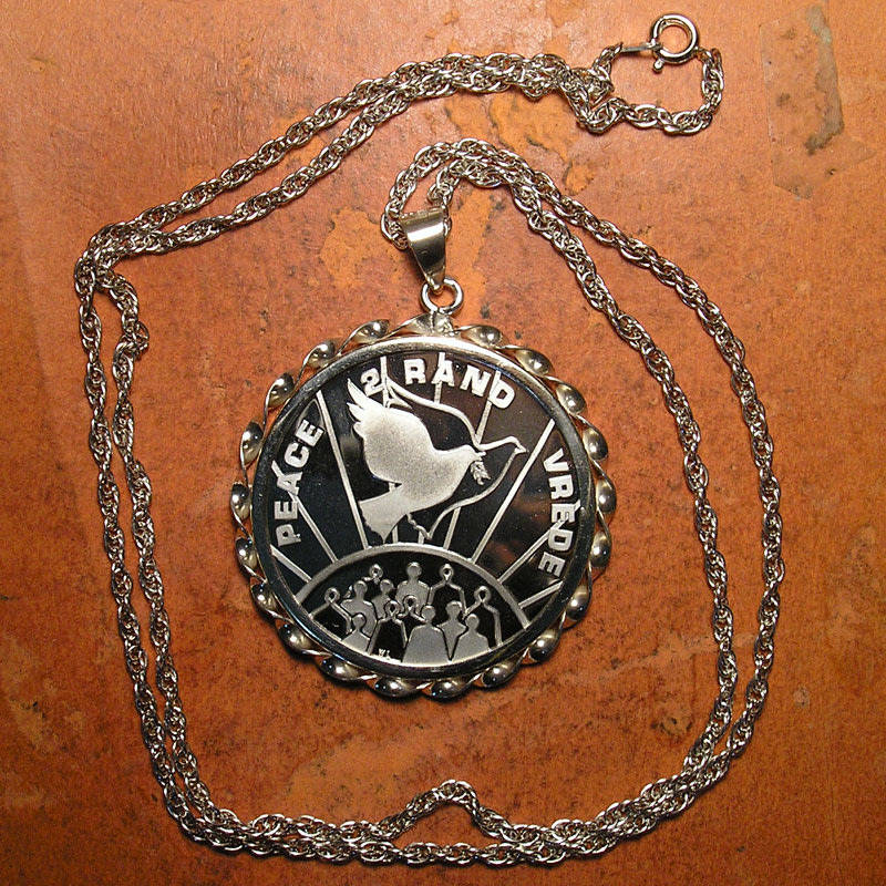 1993 Silver Proof 2 Rand: PEACE - VREDE: Pendant Jewelry in SA Mint Bag