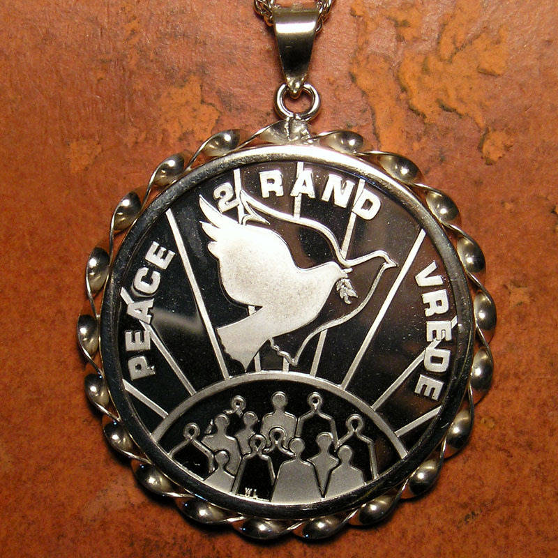 1993 Silver Proof 2 Rand: PEACE - VREDE: Pendant Jewelry in SA Mint Bag