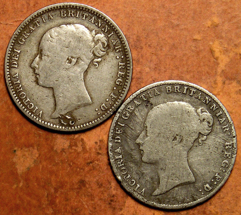 Great Britain: 1864 & 1872 Queen Victoria Young-Head Silver Sixpences