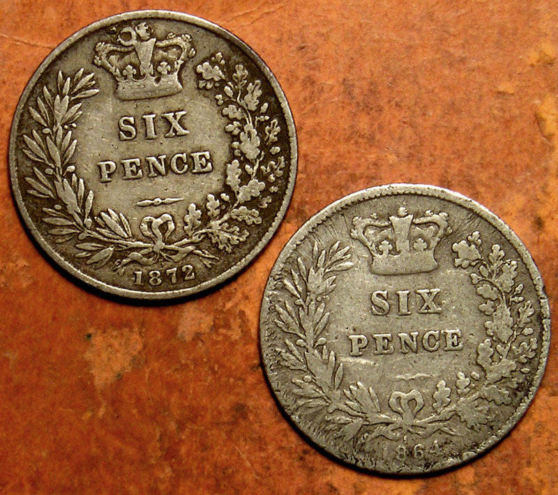 Great Britain: 1864 & 1872 Queen Victoria Young-Head Silver Sixpences