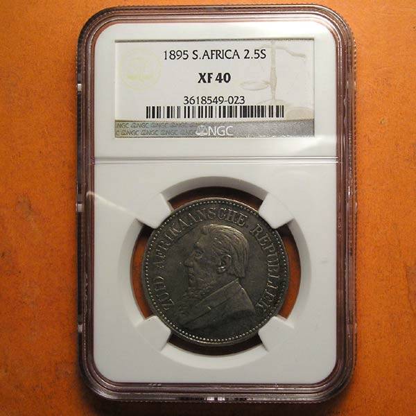 ZAR: 1895 Kruger 2 1/2 Shillings * NGC XF 40 *