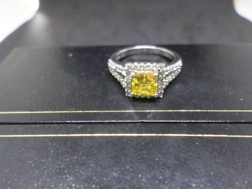Vintage Silver ring 925 with yellow stone