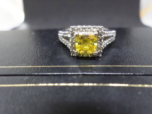 Vintage Silver ring 925 with yellow stone