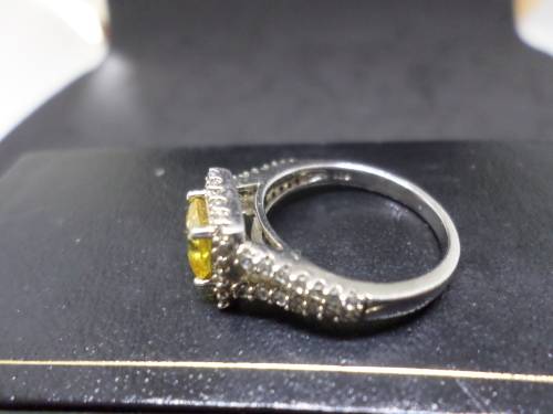 Vintage Silver ring 925 with yellow stone