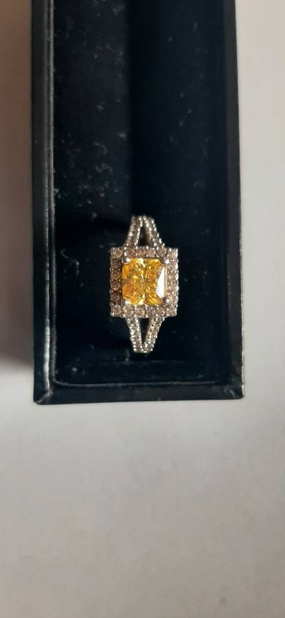 Vintage Silver ring 925 with yellow stone