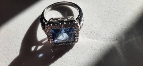 Vintage silver 925 ring with acqua marine stone