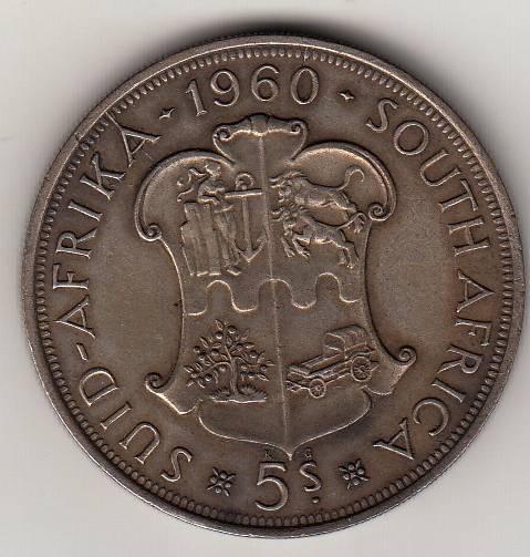 SA Union Silver 1960 Five Shilling