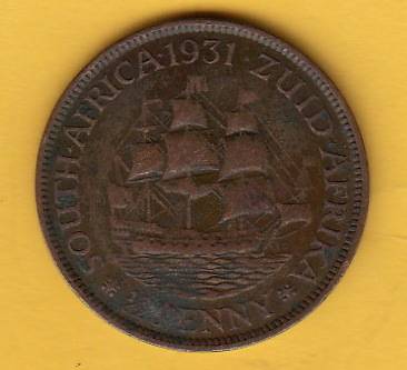 SA Union Bronze 1931 Half Penny