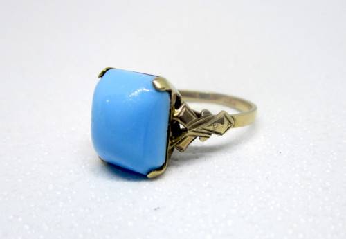Vintage/Antique  Turquoise Stone Engagement Rings Rose Gold, 9ct with Makers Mark FJ.