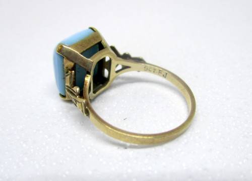 Vintage/Antique  Turquoise Stone Engagement Rings Rose Gold, 9ct with Makers Mark FJ.