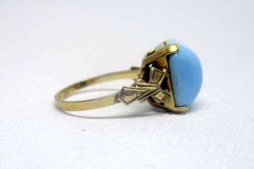 Vintage/Antique  Turquoise Stone Engagement Rings Rose Gold, 9ct with Makers Mark FJ.