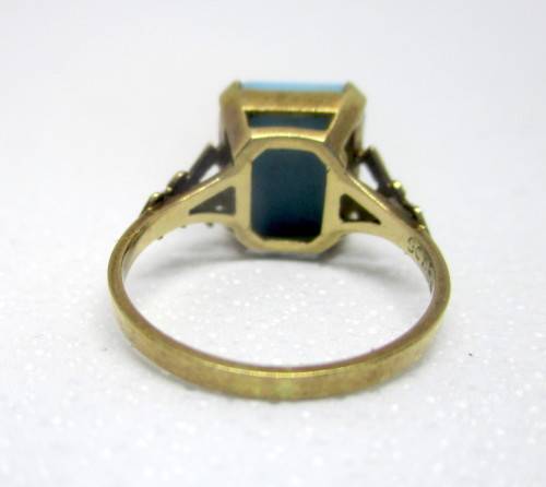 Vintage/Antique  Turquoise Stone Engagement Rings Rose Gold, 9ct with Makers Mark FJ.