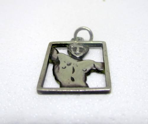 Silver Pendant with Young Man Torso. 2cmx2cm