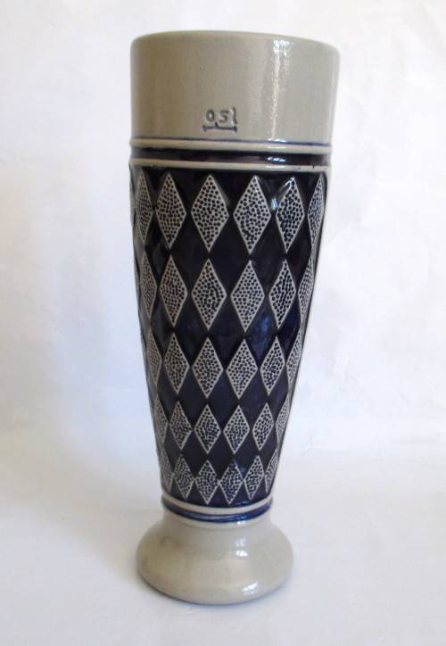 Vintage 0,5l Germany Cobalt Blue Pottery Beer Stein Glazed glass