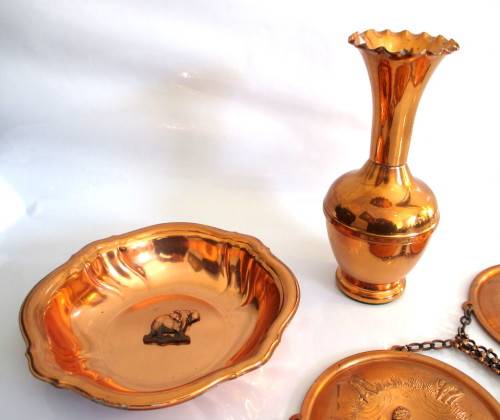 Vintage Three Piece Red Copper Paarl Souvenir Set