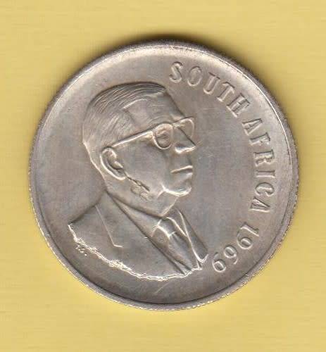 1969 SOUTH AFRICAN SILVER 1 RAND COIN