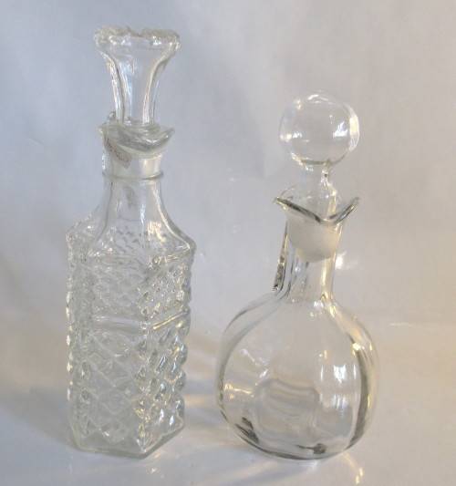 Two Vintage Glass Cruet Table Ware. Viniger and Oil.