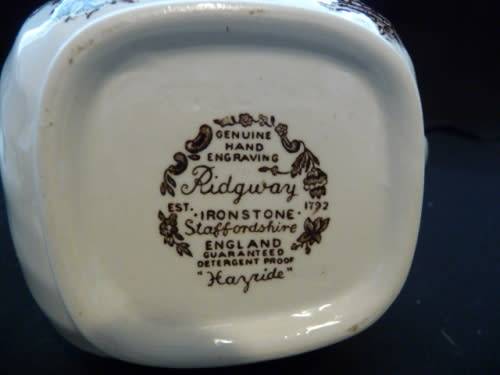 Ridgeway "Ironstone" Staffordshire Sugar Pot & Milk Jug. Spout small chip