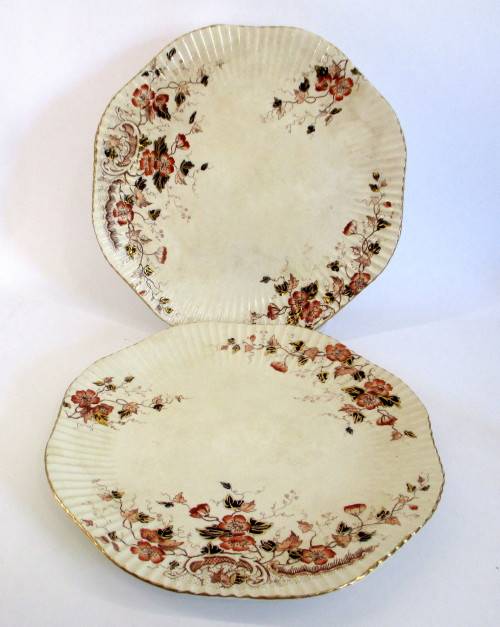 Two Lovely late Victorian Cake/Dinner plates, age related glace cracks to add more character.