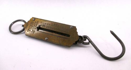 Vintage SALTER No.3 Pocket Balance Spring Scales. 25 lbs. Brass face.