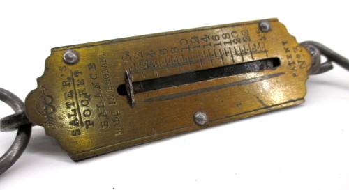 Vintage SALTER No.3 Pocket Balance Spring Scales. 25 lbs. Brass face.