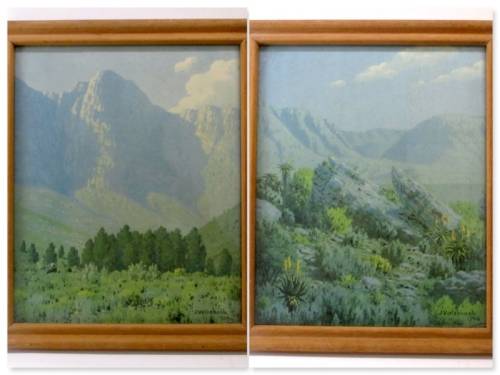 Two Framed J Volschenk 1934 Prints. Both 34cm x 29cm with frame.