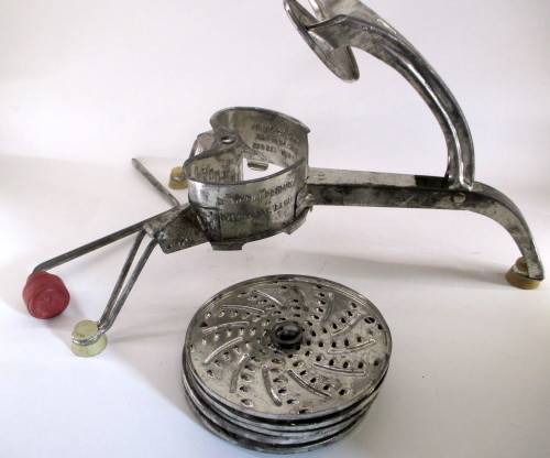 France Vintage Mouli Hand-Crank Grater Shedder Slicer. Not used. Five Blades. All intact.