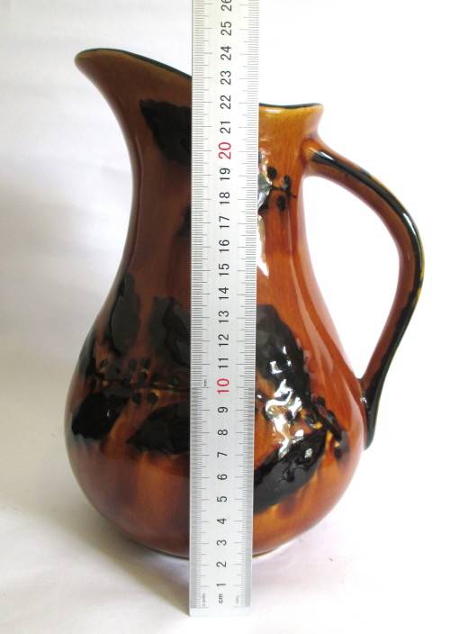 Large Vintage Glazed Ceramic Jug. Spotless. 25cm High.