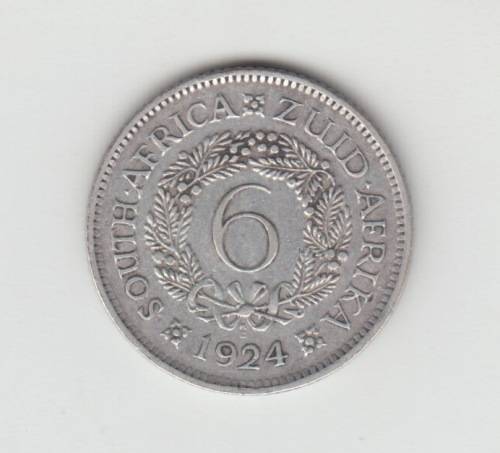 1924 South Africa Silver SixPence XF