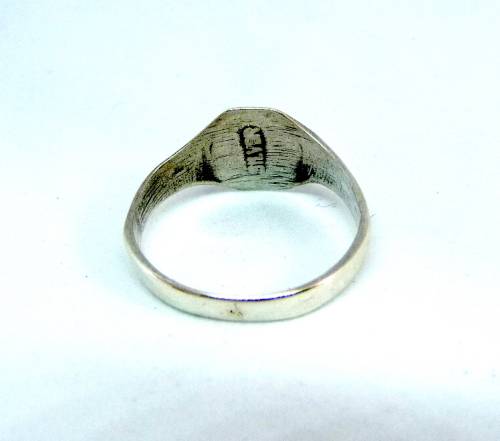 Vintage Initial Silver Pentagon Signet Ring  Size L, 16.1mm diameter 1.5g